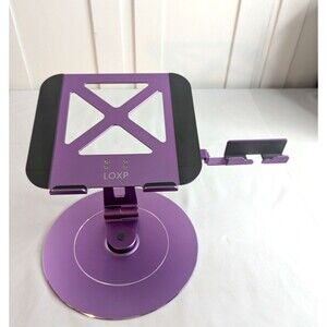 LOXP Adjustable Laptop Stand, with Phone Holder & 360 Rotating Base - Purple